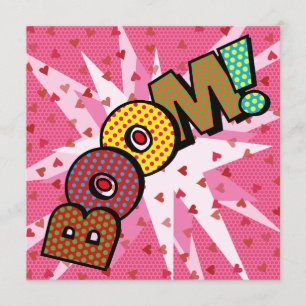 Invitación Diviértete con un cómic colorido BOOM moderno