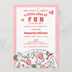 Invitación Diviértete con una pequeña porción de pizza rosa p