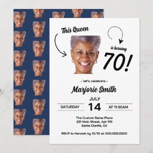 Invitación Diviértete Cumpleaños 70 de Mujer con Foto Persona