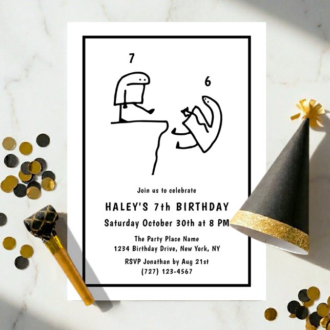 Invitación Diviértete Cumpleaños 7 Humor Simple Meme Blanco N (Subido por el creador)
