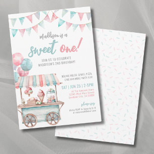 Invitación Diviértete Cumpleaños de 1 año de Helado de Verano