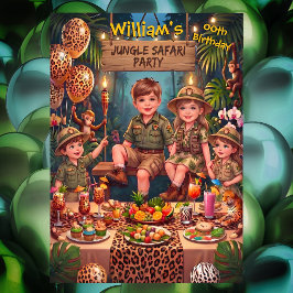 Invitación Diviértete Cumpleaños Fiesta Safari Jungla Niño Ni