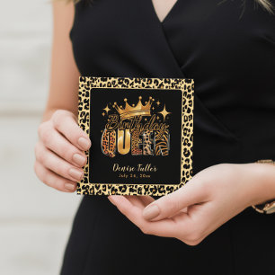 Invitación Diviértete Cumpleaños Leopardo Reina Cuarenta Cump
