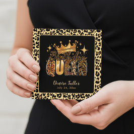Invitación Diviértete Cumpleaños Leopardo Reina Sesenta Cumpl
