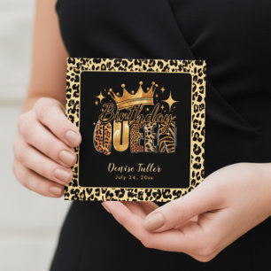 Invitación Diviértete Cumpleaños Leopardo Reina Sesenta Cumpl