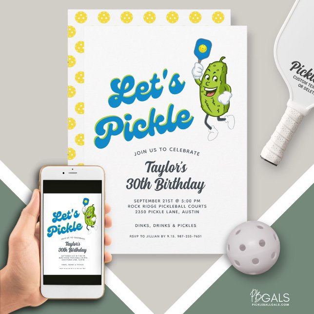 Invitación Diviértete Cumpleaños Partido de Pickleball con Pe (Subido por el creador)