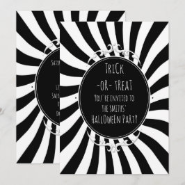 Invitación Diviértete de Blanco y Negro Rayas Caprichosas Fie