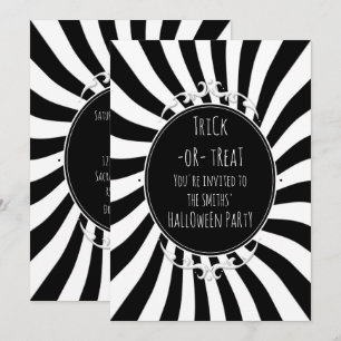 Invitación Diviértete de Blanco y Negro Rayas Caprichosas Fie