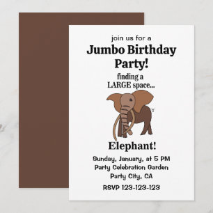 Invitación Diviértete Elefante Fiesta de Cumpleaños Jumbo