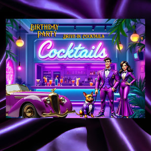 Invitación Diviértete en el bar de cócteles Drive-in de cumpl