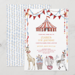 Invitación Diviértete en el cumpleaños del Carnaval del Circo