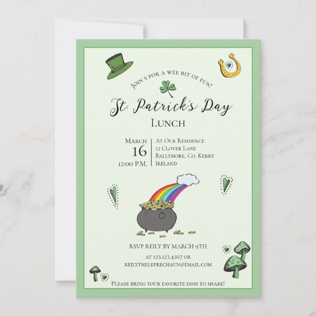 Invitación Diviértete en el Día de San Patricio con Bendicion (Anverso)