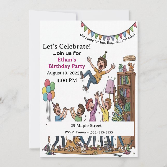 Invitación Diviértete en la Fiesta de Cumpleaños Personalizad (Anverso)