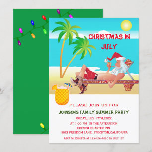 Invitación Diviértete en Navidad en Julio o Fiesta de Verano 