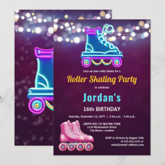 Invitación Diviértete en una fiesta de cumpleaños de patinaje