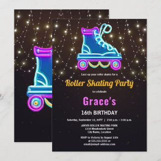 Invitación Diviértete en una fiesta de cumpleaños de patinaje