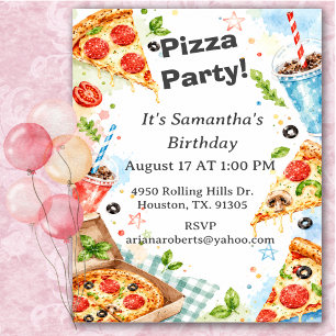 Invitación Diviértete en una Fiesta de Cumpleaños de Pizza Co