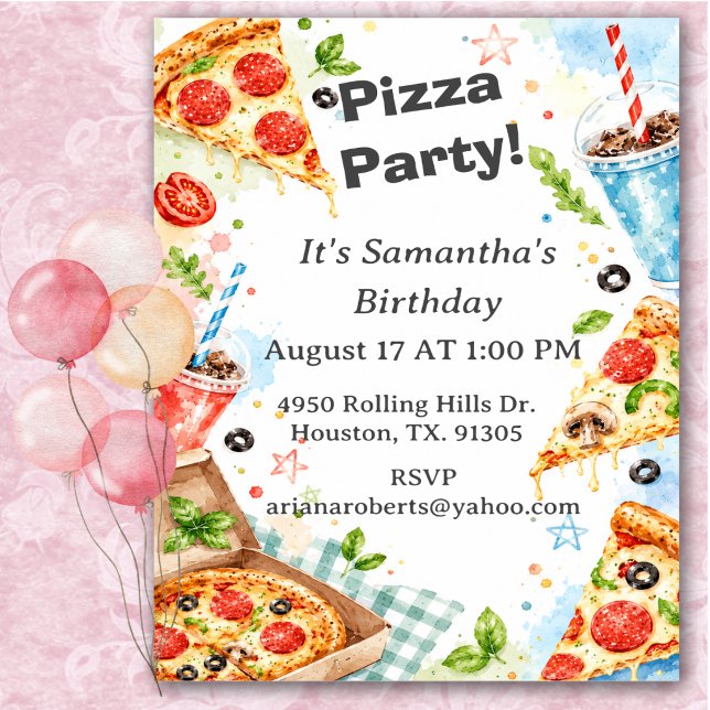 Invitación Diviértete en una Fiesta de Cumpleaños de Pizza Co (Subido por el creador)