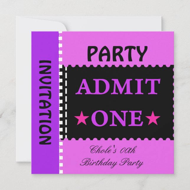 Invitación Diviértete Fiesta de Cumpleaños Chicas Adolescente (Anverso)