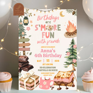 Invitación Diviértete Haciendo Smores Con Amigas Cumpleaños d
