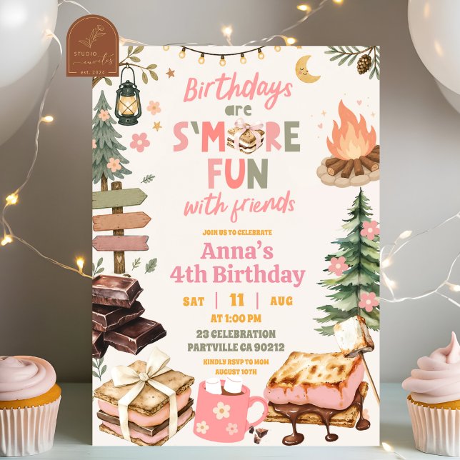 Invitación Diviértete Haciendo Smores Con Amigas Cumpleaños d (Subido por el creador)