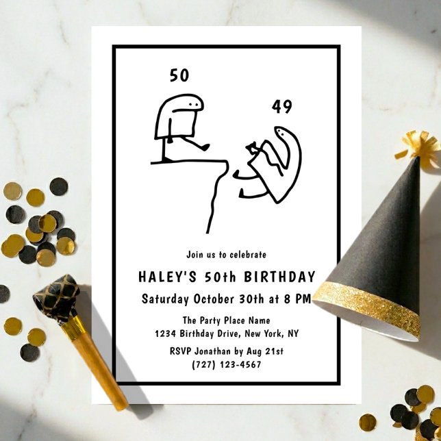 Invitación Diviértete Humor de Meme Simple Cumpleaños 50 Negr (Subido por el creador)