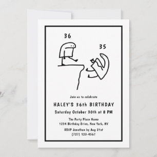 Invitación Diviértete Humor Meme Simple Cumpleaños 36 Negro B