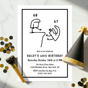 Invitación Diviértete Humor Meme Simple Negro Blanco Cumpleañ