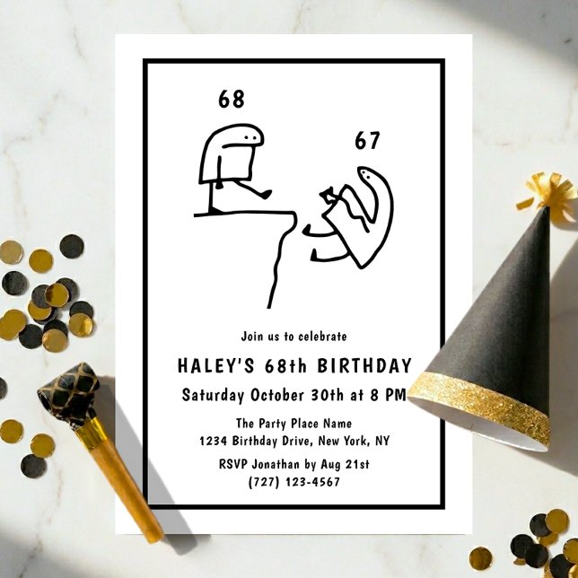 Invitación Diviértete Humor Meme Simple Negro Blanco Cumpleañ (Subido por el creador)