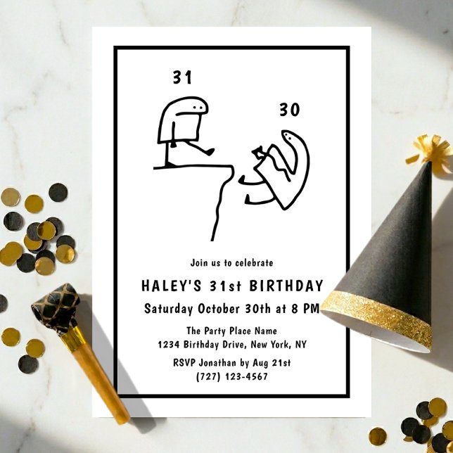 Invitación Diviértete Humor Meme Simple Negro Blanco Cumpleañ (Subido por el creador)