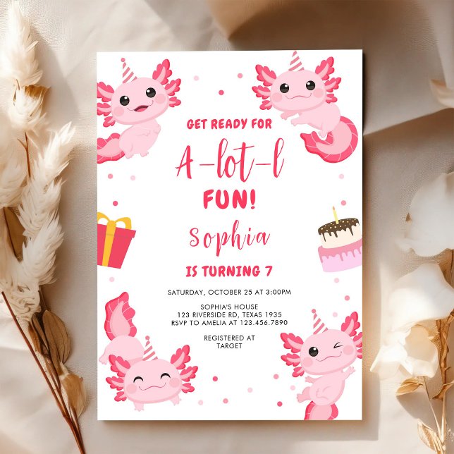 Invitación Diviértete Mucho Cumpleaños Infantil Axolotl (Subido por el creador)