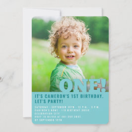 Invitación Diviértete Niño Grande Moderno Cumpleaños Foto Pri