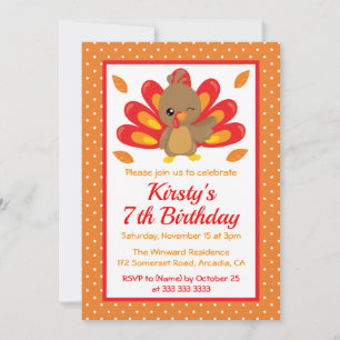 Invitación Diviértete Pavo Día de Acción de Gracias Cumpleaño