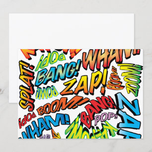 Invitación Diviértete Sonidos de Arte Pop de Cómics Retro