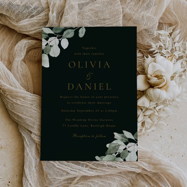 Invitación Divina Hoja Verde Elegante Boda Moderno (Subido por el creador)