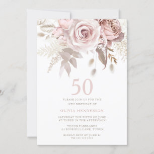 Invitación Divina Rubor Rosa Rosa Rosada Fiesta de cumpleaños