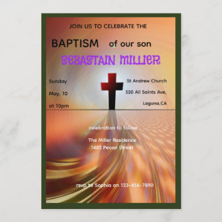 Invitación Divine Horizon Abstract Cross Baptism Invite