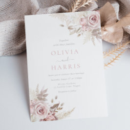 Invitación Divino Rosa Rubor y Boda de Tendencia de Marfil