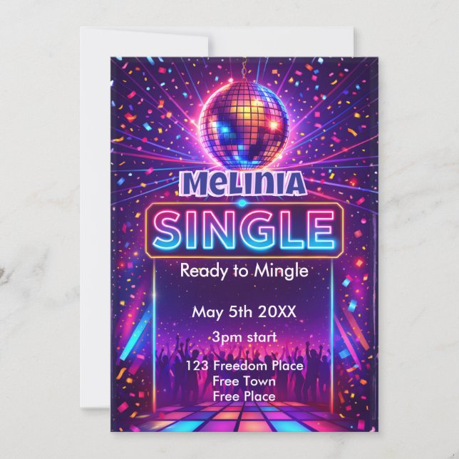 Invitación Divorce Party Single and ready to Mingle (Anverso)