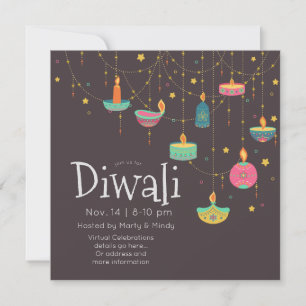 Invitación Diwali colgando Deepas