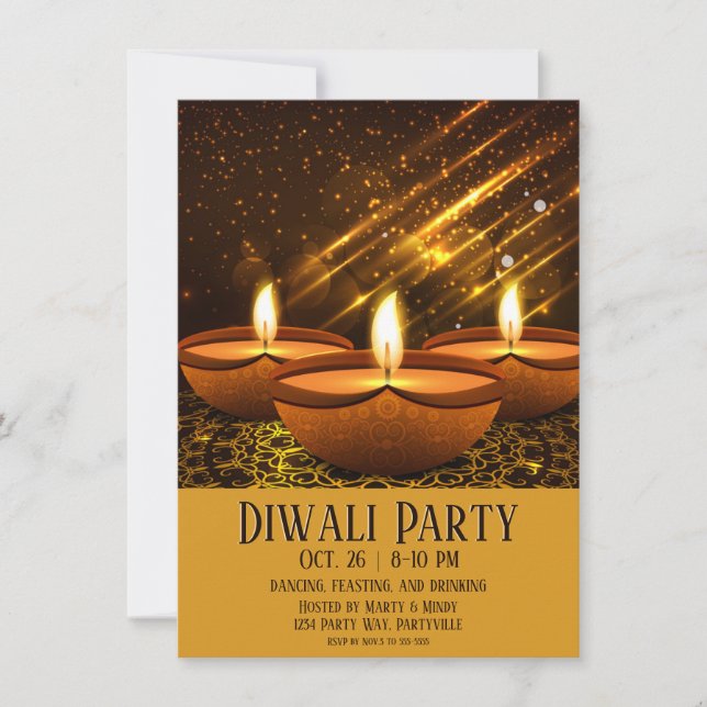 Invitación Diwali mágico con espuelas (Anverso)
