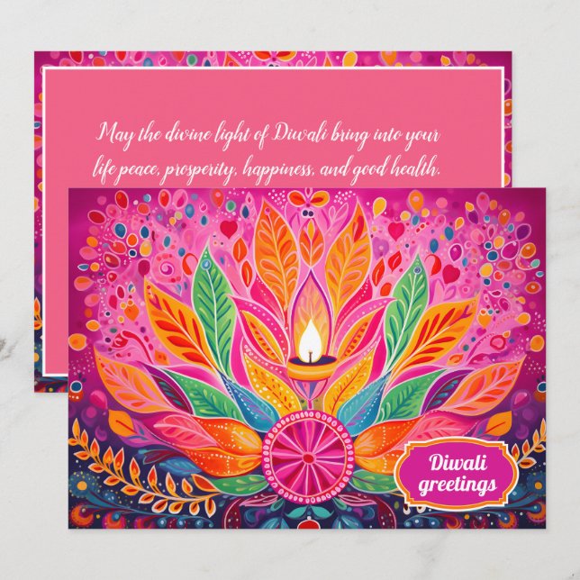 Invitación Diwali Radiante Delicia (Anverso / Reverso)