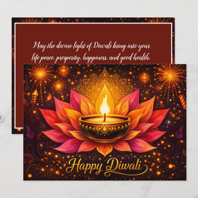 Invitación Diwali Radiante Delicia (Anverso / Reverso)