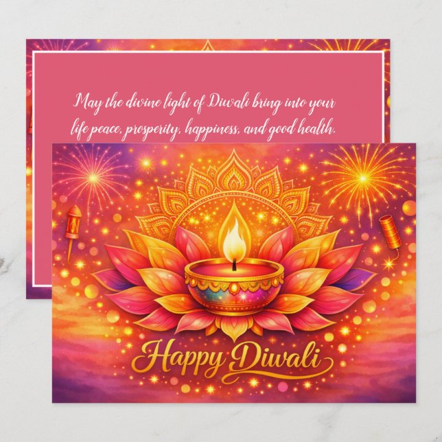 Invitación Diwali Radiante Delicia (Anverso / Reverso)