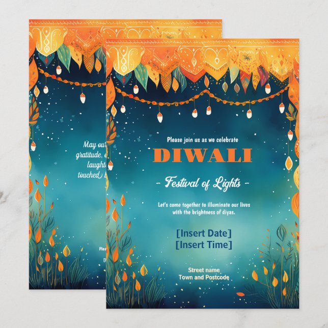 Invitación Diwali Reverie festivo (Anverso / Reverso)