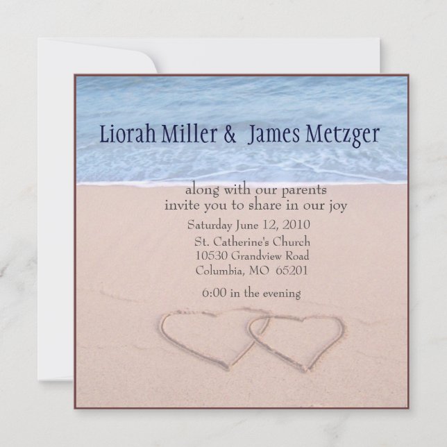 invitación diy de la boda de playa (Anverso)