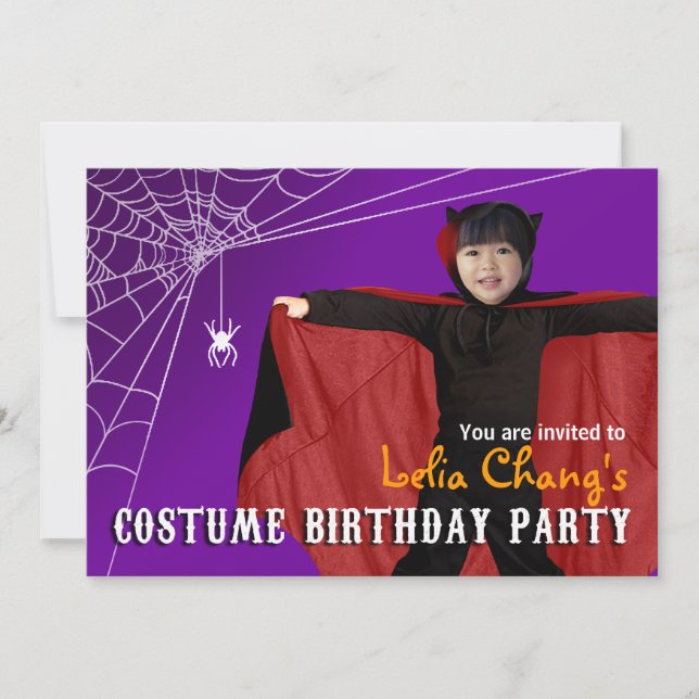 Invitación Diy Kids Halloween Vestido foto Fiesta de cumpleañ (Anverso)