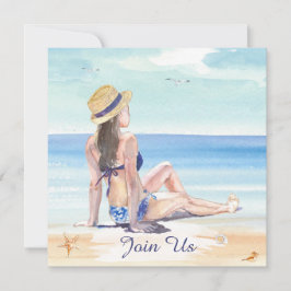 Invitación *~* DIY Playa Tropical AR29 Genérico QR PARA CUALQ