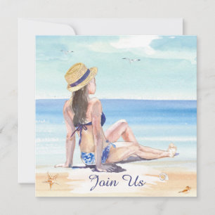 Invitación *~* DIY Playa Tropical AR29 Genérico QR PARA CUALQ