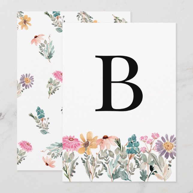 Invitación DIY Wildflower Event Letter Número de letra Banner (Anverso / Reverso)